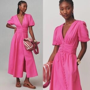 NWT Anthropologie The Katerina Button-Front Dress Pink 1X